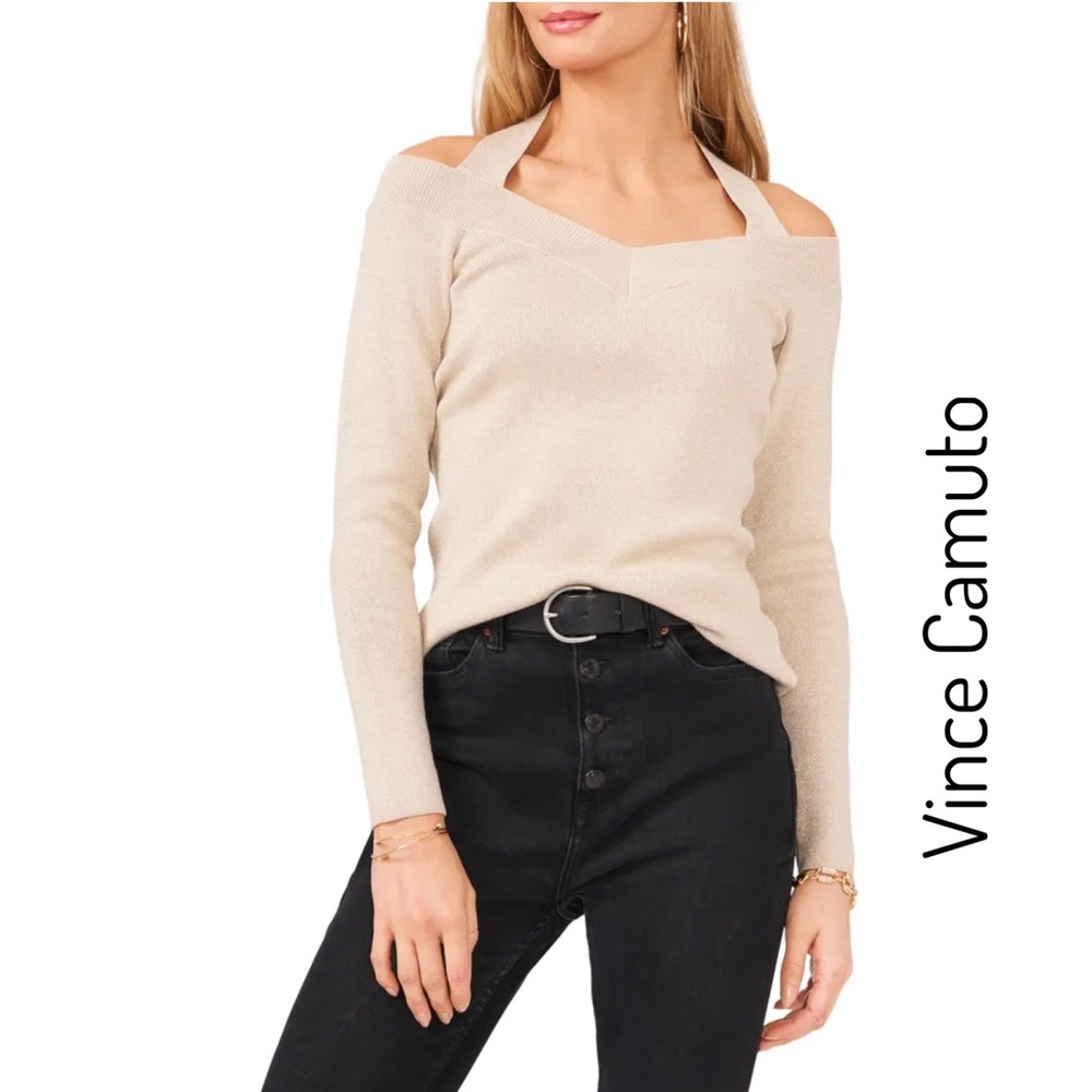 Vince Camuto • Stitch Fix • Gold Swain Long Sleeve Halter Pullover • Large